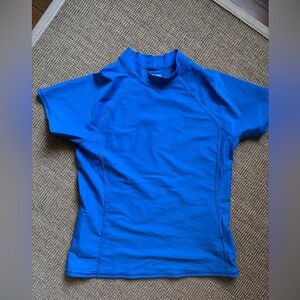 Lands' End Girls Royal Blue Short Sleeve Crew Neck Swim Rash Guard Size XL 16